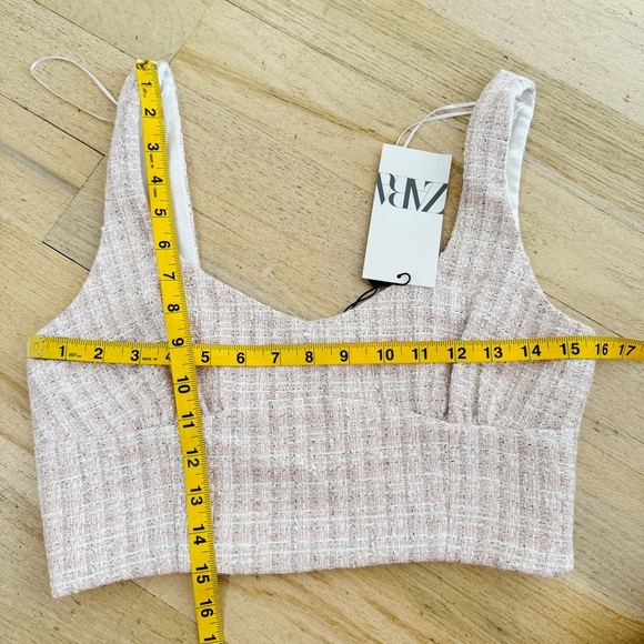 Zara light pink trendy tweed crop top NEW - Picture 6 of 7